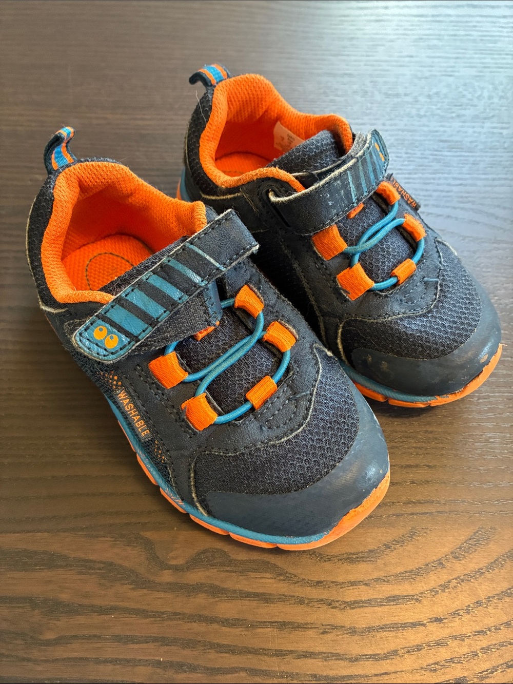 Kids Navy and Orange Active Sneakers with Easy Hook-and-Loop Closure